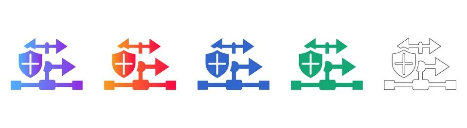 Data Security and Protection Flowchart Icon Set Stock Illustration