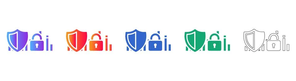 Data Security and Protection Icons 스톡 일러스트