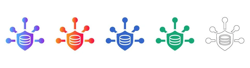 Data Security and Protection Network Icons Stock Illustration