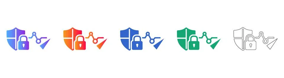 Data Security and Protection Performance Icons Stockillustratie