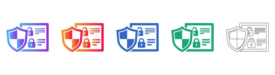 Data Security and Protection Shield Icons 스톡 일러스트