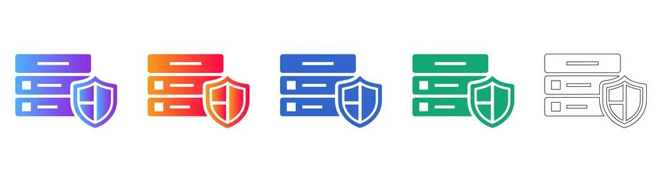 Data Security and Server Protection Icons イラスト素材