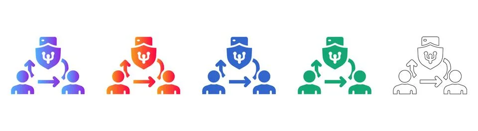 Data Security and Team Protection Icons Illustrazione stock