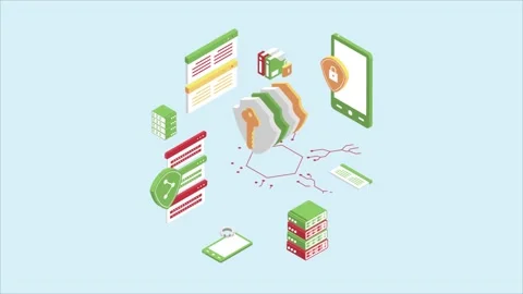 Data Security animated isometric concept.  Stock Footage 231271814