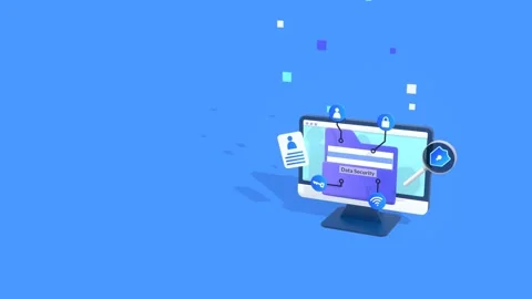 Data Security Animation with Copy Space for Text and Cyber Threat Protection. Stock Footage 313852104