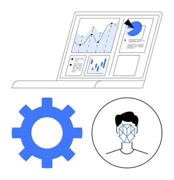 Data security, artificial intelligence, technology solutions, statistics, inn イラスト素材