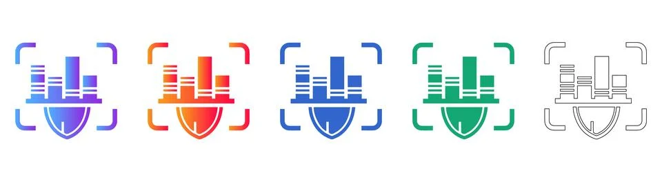 Data Security Bar Chart Icon Set Illustrazione stock