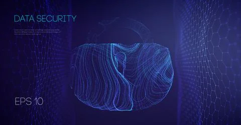 Data Security Binary Lock. Alarm locks server data. Asian it support vector Stock Illustration