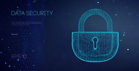 Data Security Binary Lock. Security cloud data attack. Encryption code computer Stock Illustration