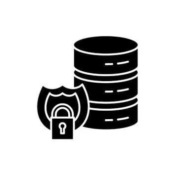 Data security black icon, vector sign on isolated background. Data security Stock Illustration