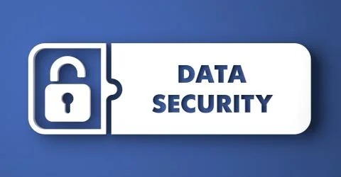 Data Security on Blue in Flat Design Style. Stock Illustration