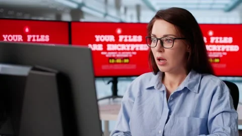 Data Security In Business: Cyber Ransomware Attack Stock Footage 321163498