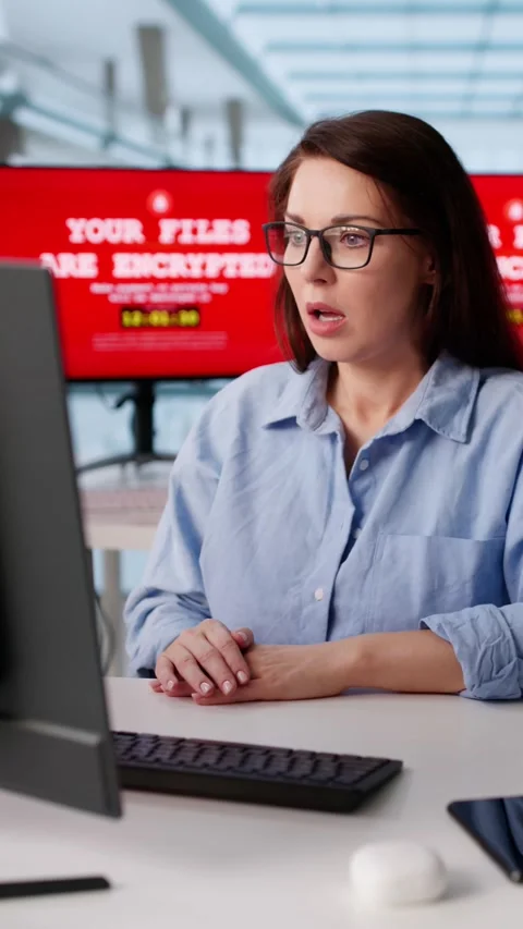 Data Security In Business: Cyber Ransomware Attack Stock Footage 322869532
