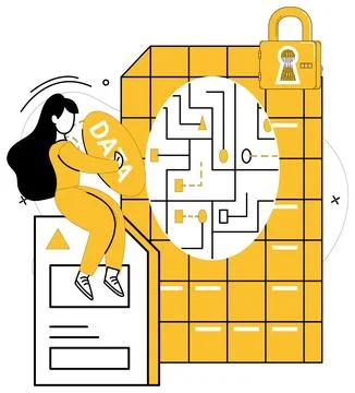 Data security. Careful data protection is key to secure and trustworthy env.. Stock Illustration