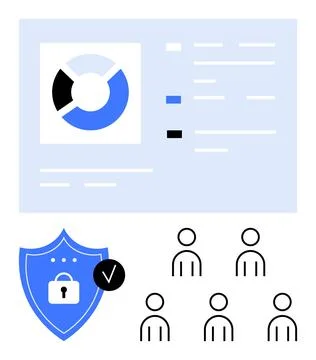 Data Security Chart with Shield and User Icons Symbolizing Protection and P.. Stock Illustration