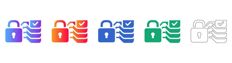 Data Security Checkmark Icons Set Stock Illustration