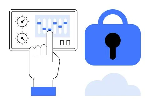 Data Security, Cloud Storage, and Access Control Concept Design Illustrazione stock