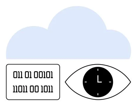 Data security, cloud storage, digital surveillance, time management, analytic 스톡 일러스트