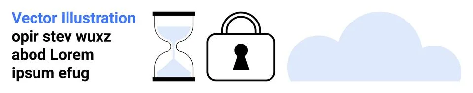 Data security, cloud storage, time management, encryption, online privacy, cy Illustrazione stock