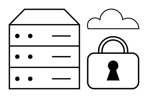 Data Security with Cloud Storage Vector Featuring Server, Cloud and Lock Me.. 스톡 일러스트