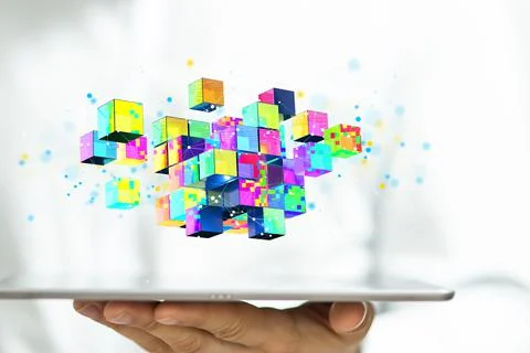 Data security - Cloud technology. Integrated digital web concept background Foto stock