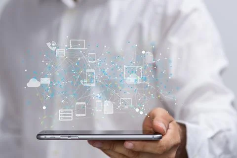 Data security - Cloud technology. Integrated digital web concept background Stock Photos