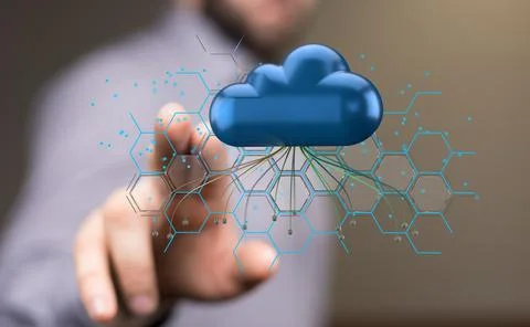 Data security - Cloud technology. Integrated digital web concept background Foto stock