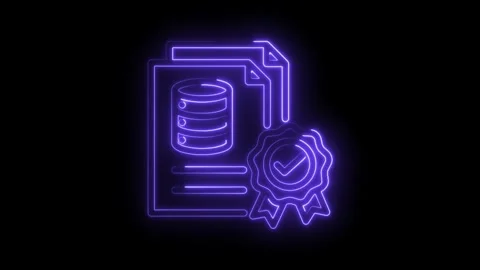 Data security compliance with neon style database documents and verification Stock Footage 330781668