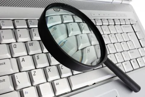 Data security computer information magnifying glass concept Foto stock