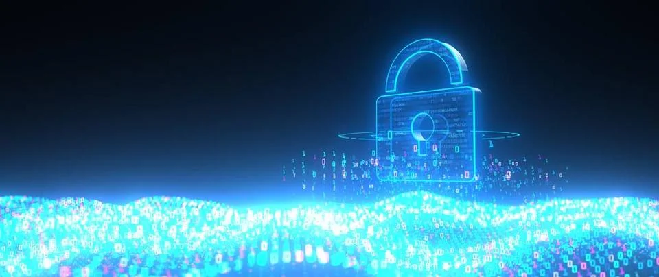 Data Security Concept - 3D illustration. 3D illustration with a security l... Stock Photos