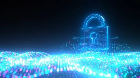 Data Security Concept - 3D illustration. 3D illustration with a security l... Stock Photos