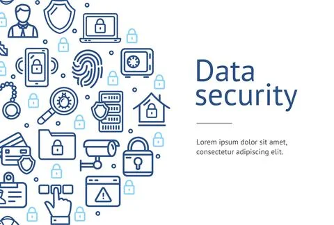 Data Security Concept Ad Flyer Banner Poster Card. Vector Stock Illustration