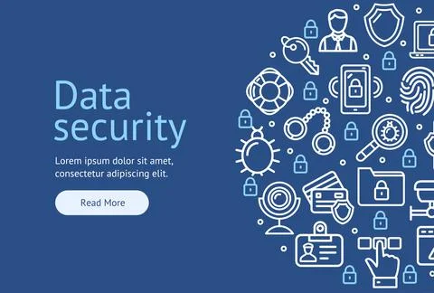 Data Security Concept Ad Flyer Banner Poster Card. Vector Illustrazione stock