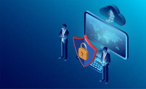 Data security concept and privacy protection. digital information. flat isome Stock Illustration