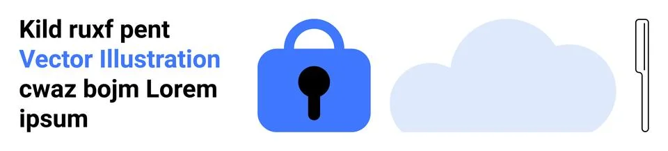 Data Security Concept with Blue Padlock and Cloud Icon on White Background Stock Illustration