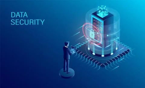 Data security concept. data processing protecting. digital information. flat  Stock Illustration