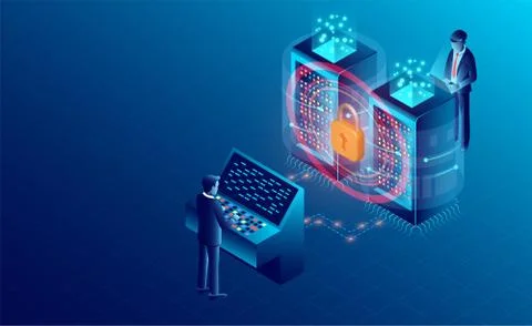 Data security concept. data processing protecting. digital information. flat  Stock Illustration