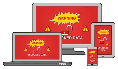 Data security concept on different devices Stock Illustration
