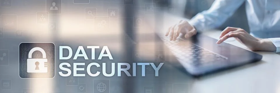 Data Security Concept for Digital Workflows on a Wide Banner 库存照片