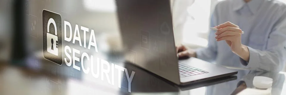 Data Security Concept for Digital Workflows on a Wide Banner. Stock Photos