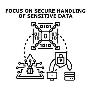 Data security concept with encrypted information and cybersecurity threats Stock Illustration