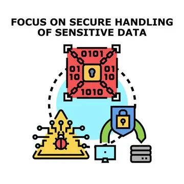 Data security concept with encrypted information and cybersecurity threats イラスト素材