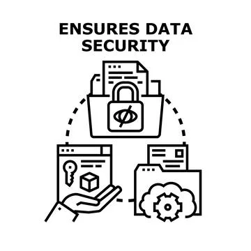 Data security concept ensuring protected information storage Illustrazione stock