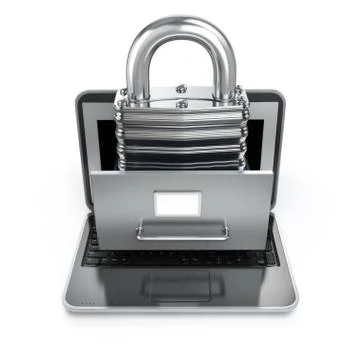 Data security concept. Laptop, archive and lock. Stock Illustration