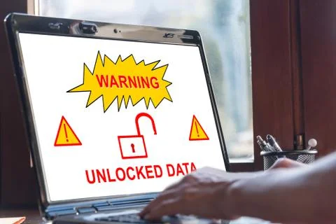 Data security concept on a laptop screen Stock Photos
