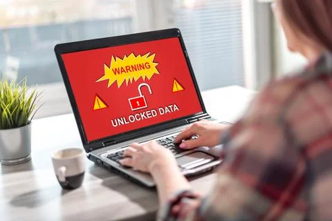 Data security concept on a laptop screen 写真素材