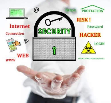 Data security concept levitating above a hand Stock Photos