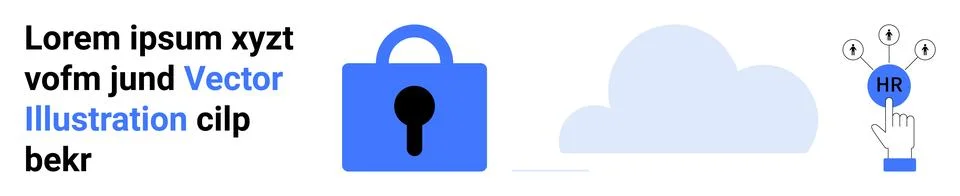 Data Security Concept with Padlock, Cloud, and Human Resources Connectivity.. 库存插图