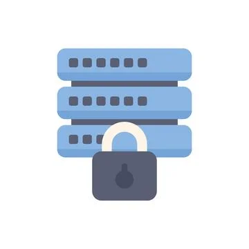 Data security concept with padlock protecting server data Illustrazione stock