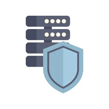 Data security concept with server and shield icon Stock Illustration
